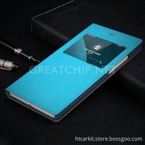 Smart wake up Leather Case For Huawei V8 Cover, View Window filp leather cover case for huawei honor V8